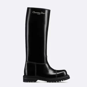 Dior Women Diorebel Boot Black Brushed Calfskin