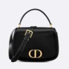 Dior Women Medium 30 Montaigne Avenue Top Handle Bag Black Ribbed Calfskin