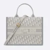 Dior Women Medium Dior Book Tote Gray Dior Oblique Embroidery and Calfskin