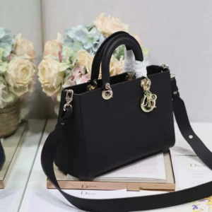 Dior Women Medium Lady D-Sire My ABCDior Bag Black Taurillon Leather