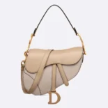 Dior Women Saddle Bag with Strap Two-Tone Biscuit and Trench Beige Supple Calfskin