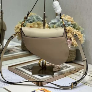 Dior Women Saddle Bag with Strap Two-Tone Biscuit and Trench Beige Supple Calfskin