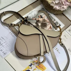 Dior Women Saddle Bag with Strap Two-Tone Biscuit and Trench Beige Supple Calfskin
