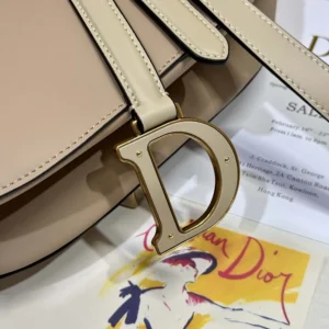 Dior Women Saddle Bag with Strap Two-Tone Biscuit and Trench Beige Supple Calfskin