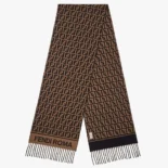 Fendi Unisex FF Scarf Brown Wool and Cashmere Scarf