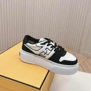 Fendi Women Fendi Match Black Leather Platform Low-tops
