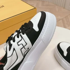 Fendi Women Fendi Match Black Leather Platform Low-tops