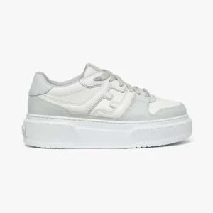 Fendi Women Match Gray Leather Platform Low-tops