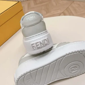 Fendi Women Match Gray Leather Platform Low-tops