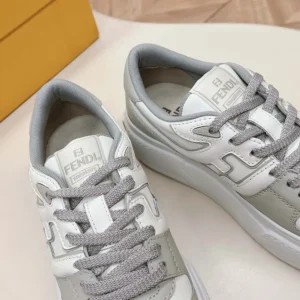 Fendi Women Match Gray Leather Platform Low-topsFendi Women Match Gray Leather Platform Low-tops