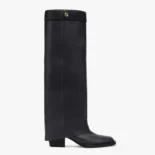 Fendi Women Show Black Leather Hhigh-heeled Boots