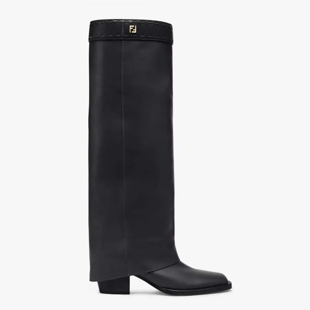 Fendi Women Show Black Leather Hhigh-heeled Boots 1 Fendi Women Show Black Leather Hhigh-heeled Boots