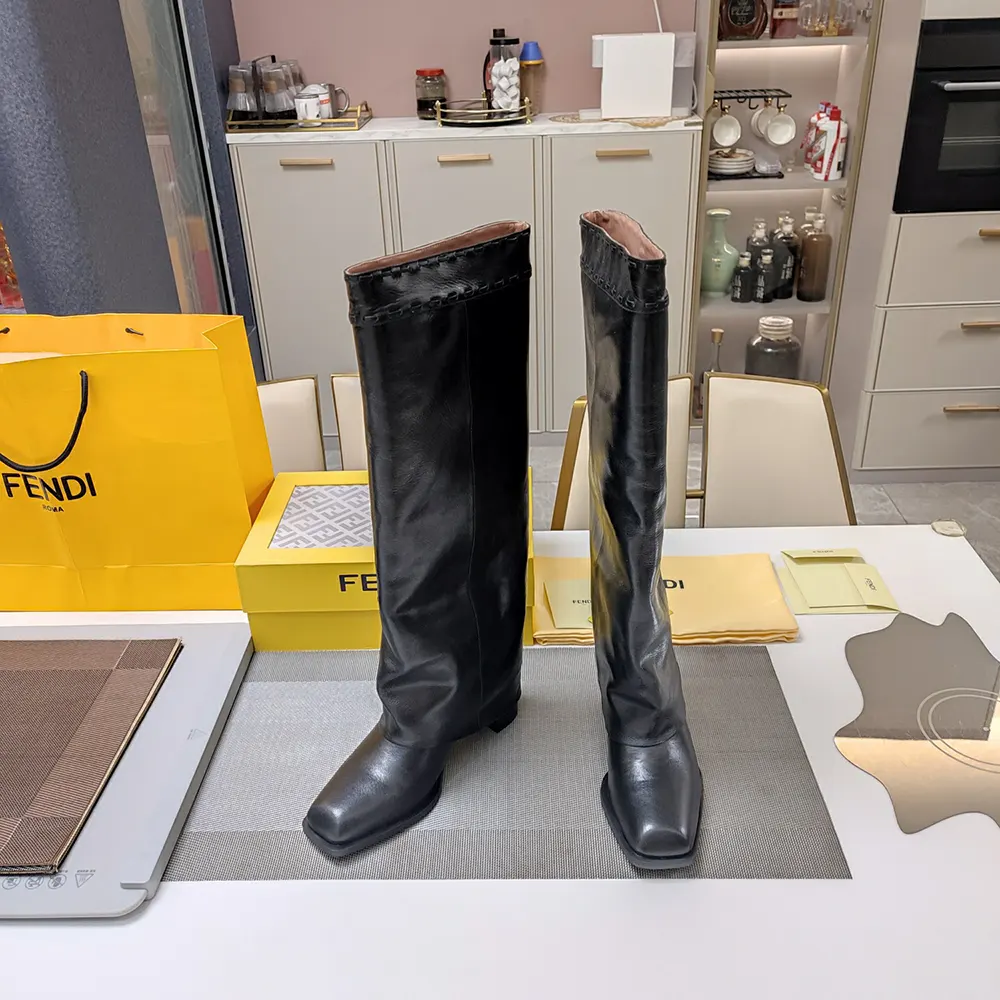 Fendi Women Show Black Leather Hhigh-heeled Boots 2 Fendi Women Show Black Leather Hhigh-heeled Boots