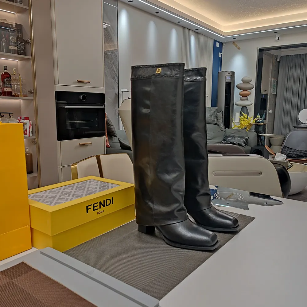 Fendi Women Show Black Leather Hhigh-heeled Boots 6 Fendi Women Show Black Leather Hhigh-heeled Boots