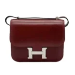 Hermes Women Constance 24 Bag Box Leather-Maroon/Silver