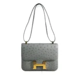 Hermes Women Constance 24 Bag Nata Ostrich Leather-Silver/Gold