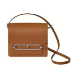 Hermes Women Roulis Mini Bag in Evergrain Calfskin-Brown/Silver