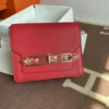 Hermes Women Roulis Mini Bag in Evercolor Calfskin-Red/Gold 11 Hermes Women Roulis Mini Bag in Evergrain Calfskin-Red/Gold