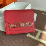 Hermes Women Roulis Mini Bag in Evergrain Calfskin-Red/Gold