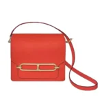 Hermes Women Roulis Mini Bag in Evergrain Calfskin-Red/Gold