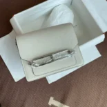 Hermes Women Roulis Mini Bag in Evergrain Calfskin-White/Silver