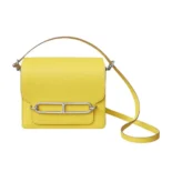 Hermes Women Roulis Mini Bag in Evergrain Calfskin-Yellow/Gold
