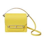 Hermes Women Roulis Mini Bag in Evergrain Calfskin-Yellow/Silver