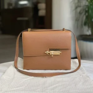 Hermes Women Verrou 21 Bag in Epsom Leather-Brown/Gold
