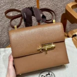 Hermes Women Verrou 21 Bag in Epsom Leather-Brown/Gold