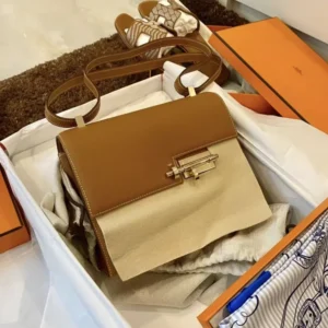 Hermes Women Verrou 21 Bag in Epsom Leather-BrownGold