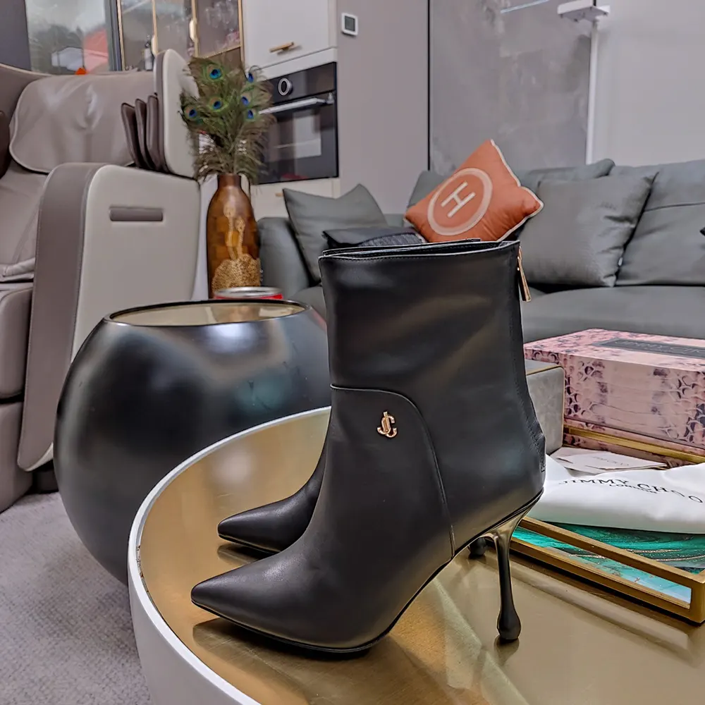 Jimmy Choo Women Cycas Ankle Boot 80 Black Nappa Leather Ankle Boots 7 Jimmy Choo Women Cycas Ankle Boot 80 Black Nappa Leather Ankle Boots
