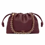 Loewe Unisex Medium Flamenco Purse in Mellow Nappa Lambskin-Dark Burgundy