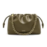 Loewe Unisex Medium Flamenco Purse in Mellow Nappa Lambskin-Dark Khaki Green