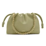 Loewe Unisex Medium Flamenco Purse in Mellow Nappa Lambskin-Eucalyptus Green
