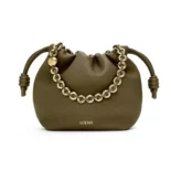 Loewe Unisex Mini Flamenco Purse Bag in Mellow Nappa Lambskin-Dark Khaki Green