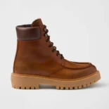 Prada Unisex Leather Lace-up Boots-Brown 1T803N