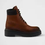 Prada Unisex Leather and Re-Nylon booties-Ebony 1T704N