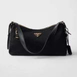 Prada Women Aimée large Re-Nylon and Leather Shoulder Bag with Padlock