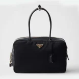 Prada Women Large Re-Nylon and Leather Top-handle Bag with Padlock