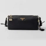 Prada Women Medium Re-Nylon and Leather Shoulder Bag with Padlock