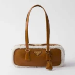 Prada Women Medium Shearling Two-handle Bag 1BB124
