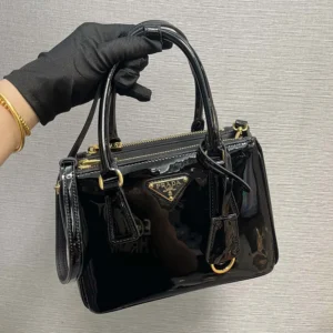 Prada Women Prada Galleria Patent Leather Mini Bag-Black