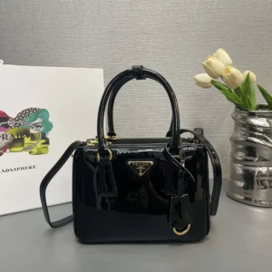 Prada Women Prada Galleria Patent Leather Mini Bag-Black