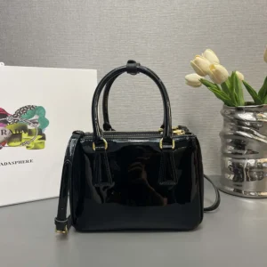 Prada Women Prada Galleria Patent Leather Mini Bag-Black