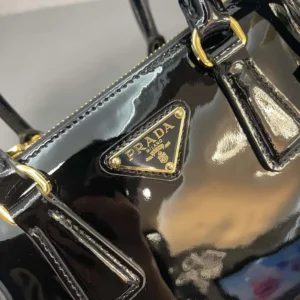 Prada Women Prada Galleria Patent Leather Mini Bag-Black