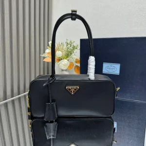 Prada Women Re-Nylon and Leather Small Top-handle Bag with Padlock