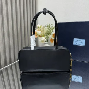 Prada Women Re-Nylon and Leather Small Top-handle Bag with Padlock