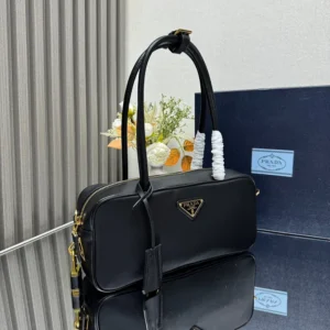 Prada Women Re-Nylon and Leather Small Top-handle Bag with Padlock
