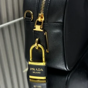 Prada Women Re-Nylon and Leather Small Top-handle Bag with Padlock