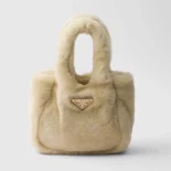 Prada Women Shearling Mini Handbag-Beige 1BA349